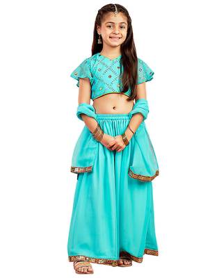girls' aqua lehenga set 1