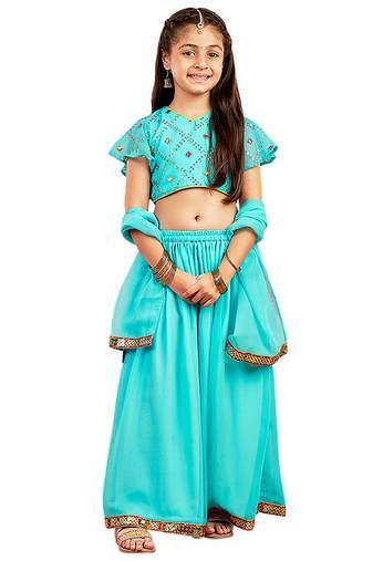 girls' aqua lehenga set