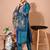 Green color art silk embroidered kurti pant with orgenza digital print dupatta