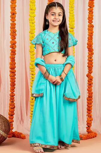 girls' aqua lehenga set