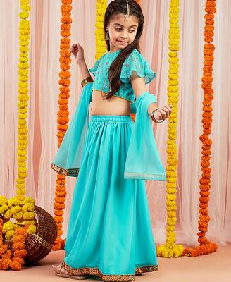 girls' aqua lehenga set 5