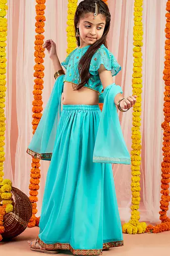 girls' aqua lehenga set