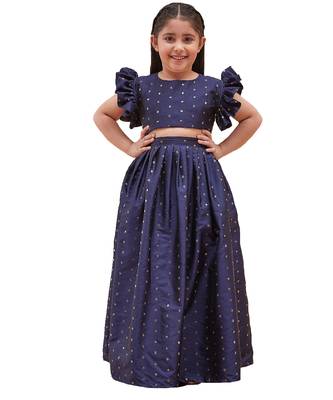 girls' navy blue lehenga set 1