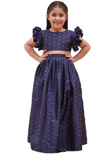 girls' navy blue lehenga set