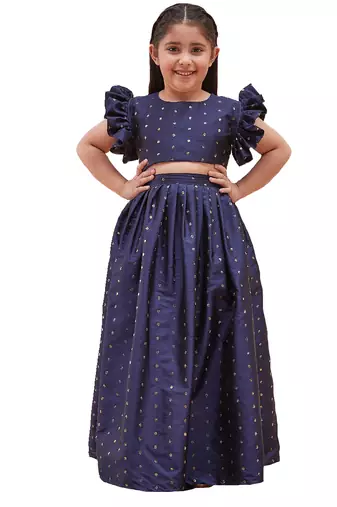 girls' navy blue lehenga set