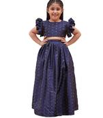 girls' navy blue lehenga set