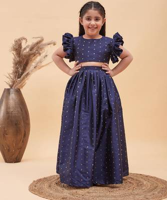 girls' navy blue lehenga set 2