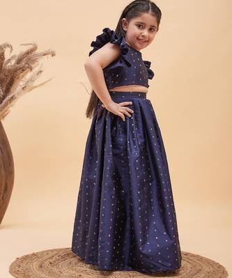 girls' navy blue lehenga set 3