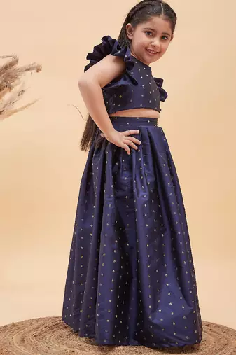 girls' navy blue lehenga set