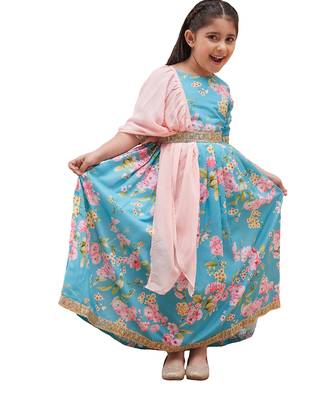 girls' aqua lehenga set 1