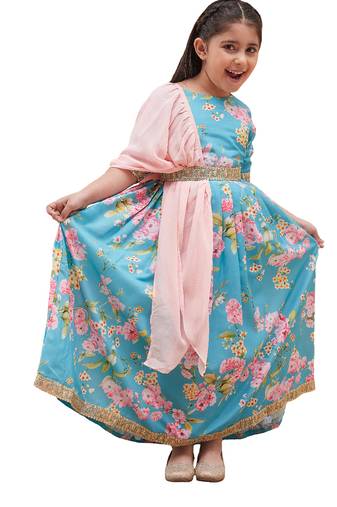 girls' aqua lehenga set