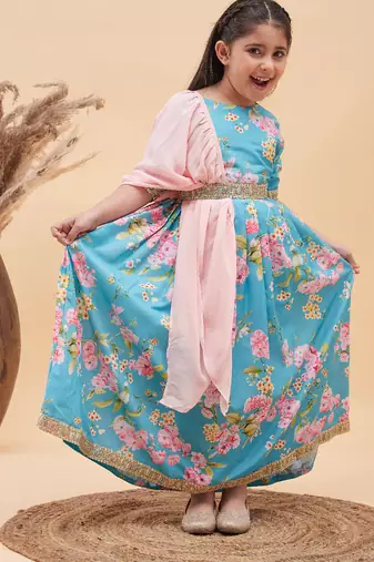 girls' aqua lehenga set