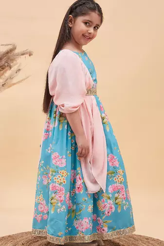 girls' aqua lehenga set