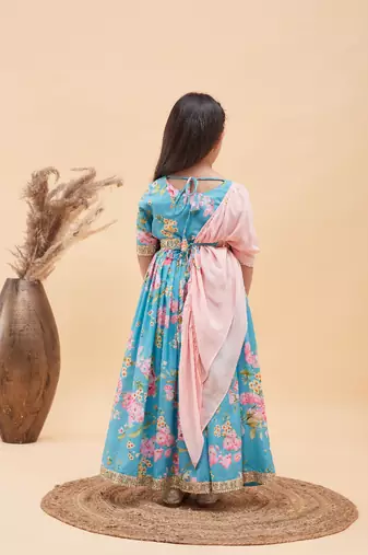 girls' aqua lehenga set