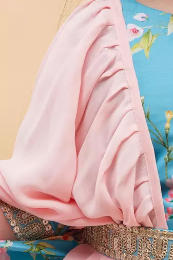 girls' aqua lehenga set