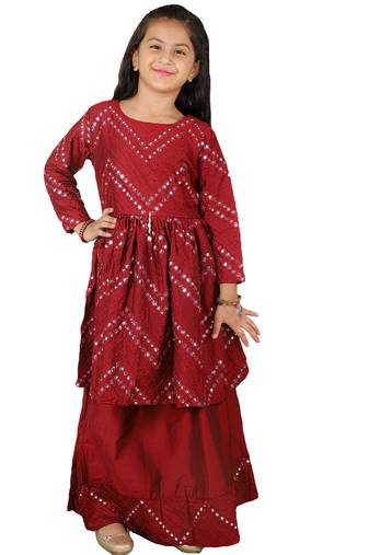 girls' maroon lehenga set