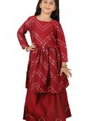 girls' maroon lehenga set