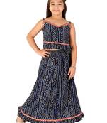 girls' blue bandhani lehenga set