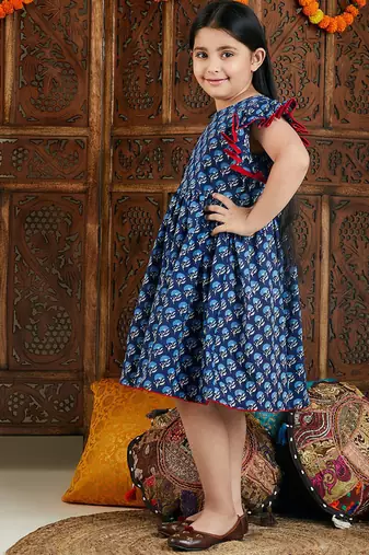 girls' indigo blue dress