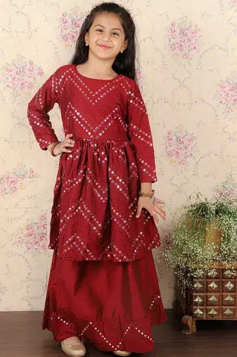 girls' maroon lehenga set