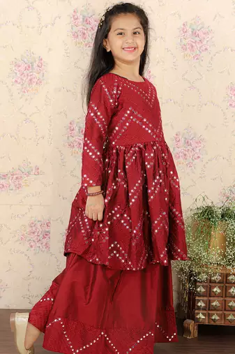 girls' maroon lehenga set