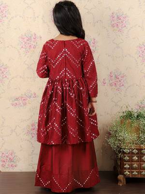 girls' maroon lehenga set 4