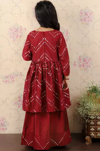 girls' maroon lehenga set