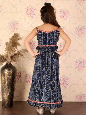girls' blue bandhani lehenga set 4