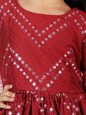 girls' maroon lehenga set 5
