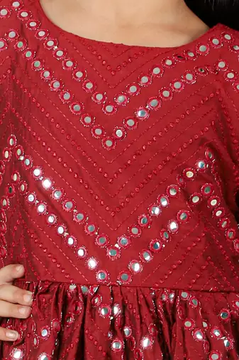 girls' maroon lehenga set