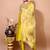 Lemon color art silk embroidered kurti pant with orgenza digital print dupatta