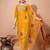 Musturd color art silk embroidered kurti pant with orgenza digital print dupatta