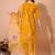 Musturd color art silk embroidered kurti pant with orgenza digital print dupatta