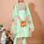 Pista color art silk embroidered kurti pant with orgenza digital print dupatta