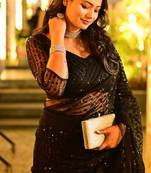 Black Color Net Fabric Party Wear Saree
