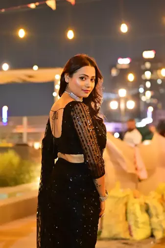 Black Color Net Fabric Party Wear Saree