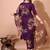 Purple color art silk embroidered kurti pant with orgenza digital print dupatta