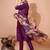 Purple color art silk embroidered kurti pant with orgenza digital print dupatta