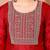 Maroon color art silk embroidered kurti pant with orgenza digital print dupatta