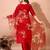 Maroon color art silk embroidered kurti pant with orgenza digital print dupatta