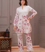 Off white printed cotton flex co-ord set