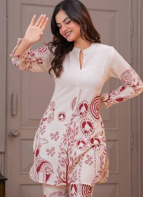 Off white printed cotton flex co-ord set 3
