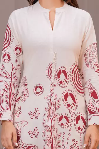 Off white printed cotton flex co-ord set