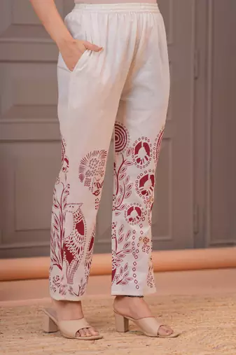 Off white printed cotton flex co-ord set