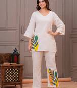 Off white printed cotton flex co-ord set