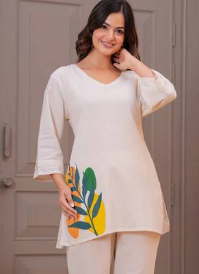 Off white printed cotton flex co-ord set 4