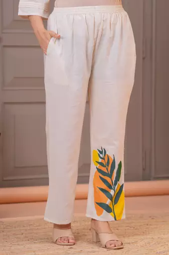 Off white printed cotton flex co-ord set