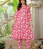 Pink floral printed rayon co-ord set