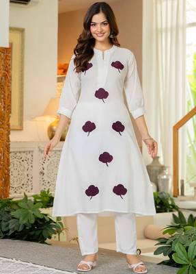 White embroidered cotton co-ord set 1