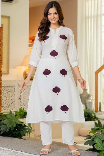 White embroidered cotton co-ord set